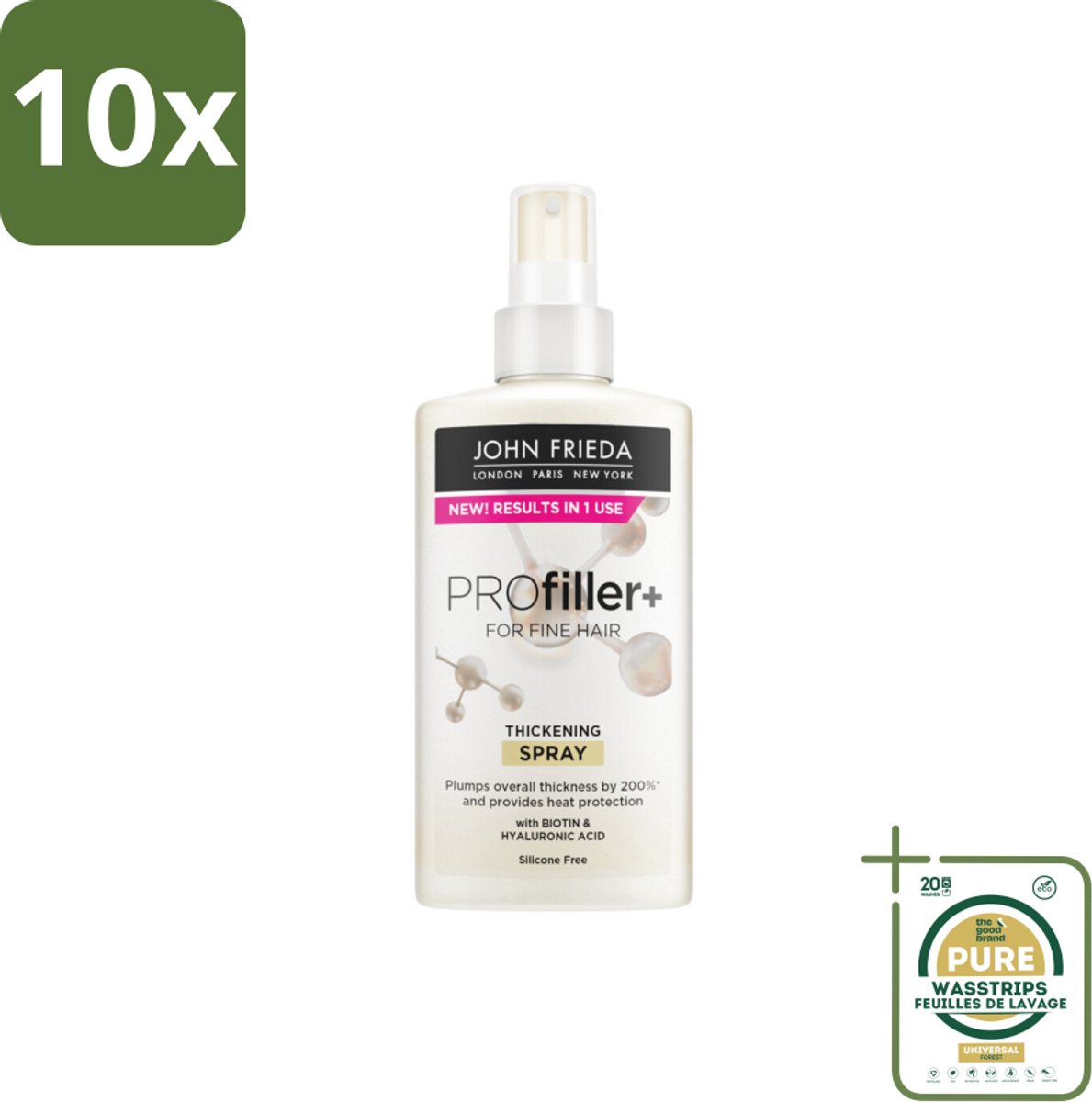 10 x John Frieda – Spray – PROfiller+ Thickening – Verdikkend en versterkend – 150 ml - Grootverpakking - Koffiezetapparaat
