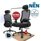 Durrafy® Bureaustoel - Ergonomische Bureaustoel - Bureaustoelen voor Volwassenen - Office Chair met Verstelbare Armleuningen & Hoofdsteun - 4D Lendensteun(±4 cm) - Computerstoel met 130° Kantelbare Rugleuning (Vergrendelbaar) - Max. 150 kg - Zwart