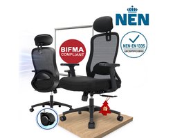 Durrafy® Bureaustoel - Ergonomische Bureaustoel - Bureaustoelen voor Volwassenen - Office Chair met Verstelbare Armleuningen & Hoofdsteun - 4D Lendensteun(±4 cm) - Computerstoel met 130° Kantelbare Rugleuning (Vergrendelbaar) - Max. 150 kg - Zwart