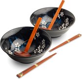 EDO JAPAN - RAMENBOWLSET ANEMOON BLAUW O22 CM/H9CM - 2 PERS