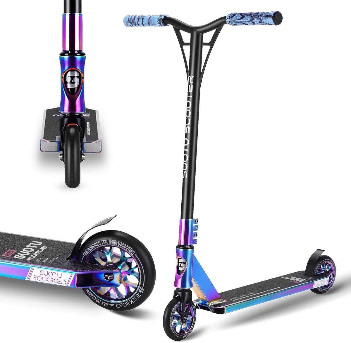 Bol.com Suotu Stuntstep - Step - Kinderstep - Silent axle - Chrome ABEC-7 bearing - Speelgoed Jongens/Meisjes - Aluminium - Rainbow aanbieding