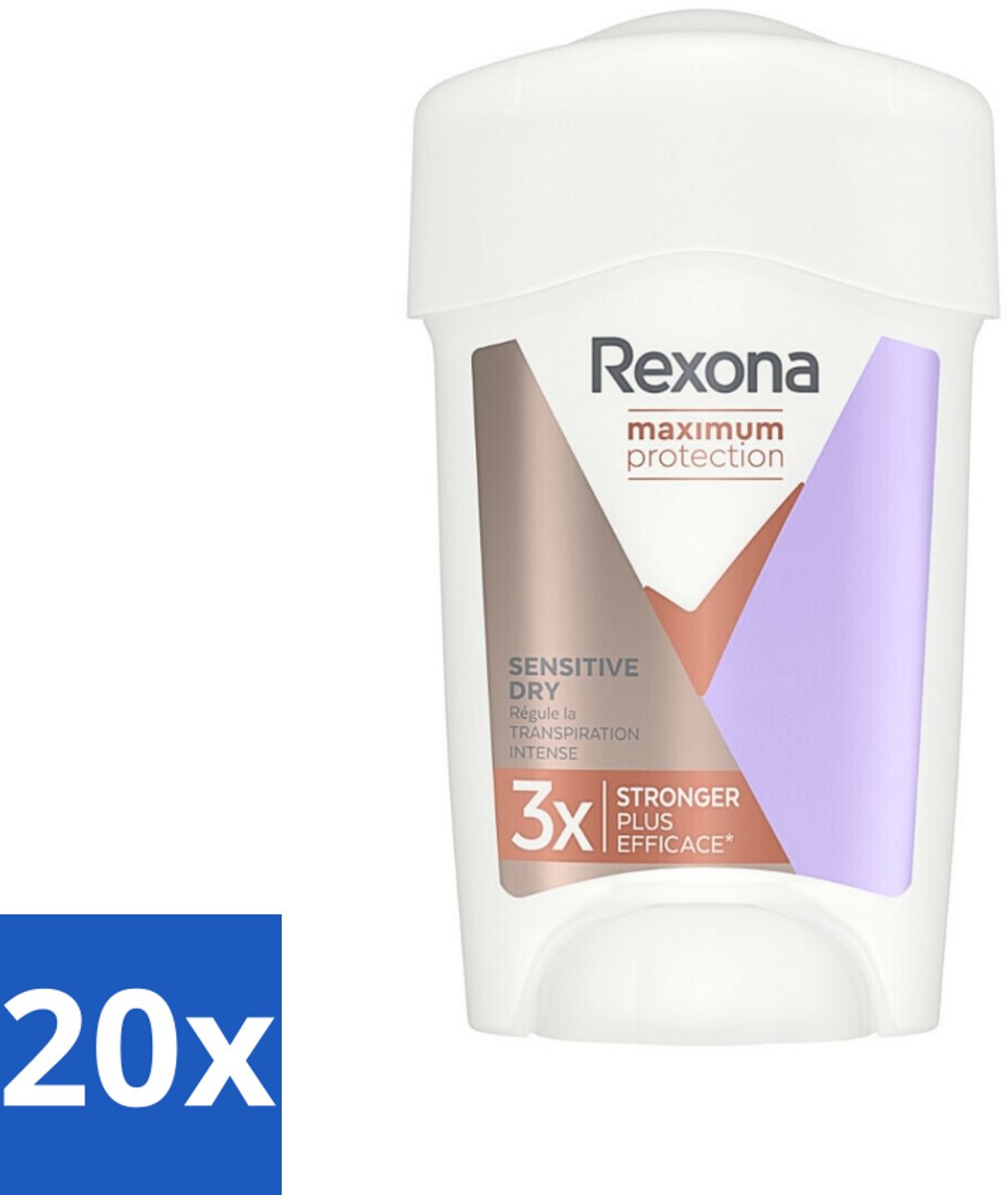 Rexona Women - Deodorant Stick - Maximum Protection Sensitive Dry - Extra Bescherming - 45 ml - Bulkverpakking - 20 stuks