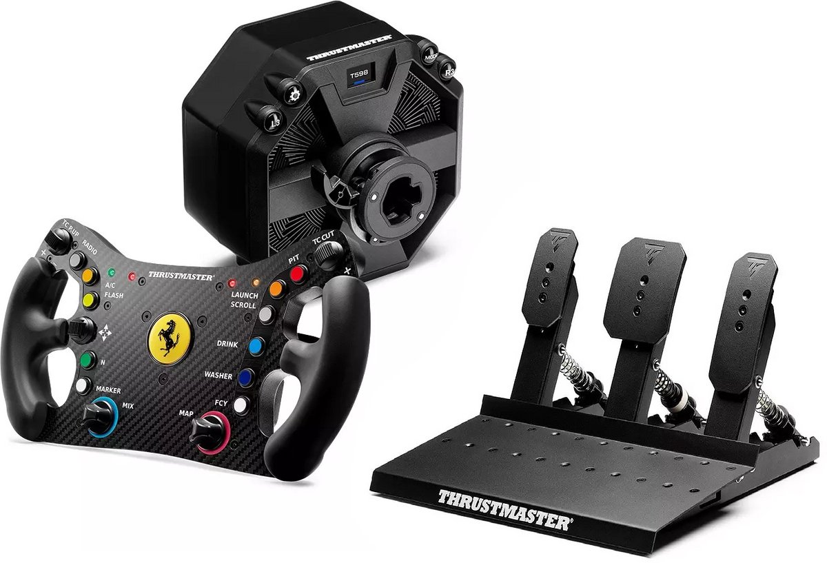 Thrustmaster T598 Servo Basis + Raceline Pedals III + Ferrari 488 Add-On – Sim Racing Bundle - PC - PS5 - PS4