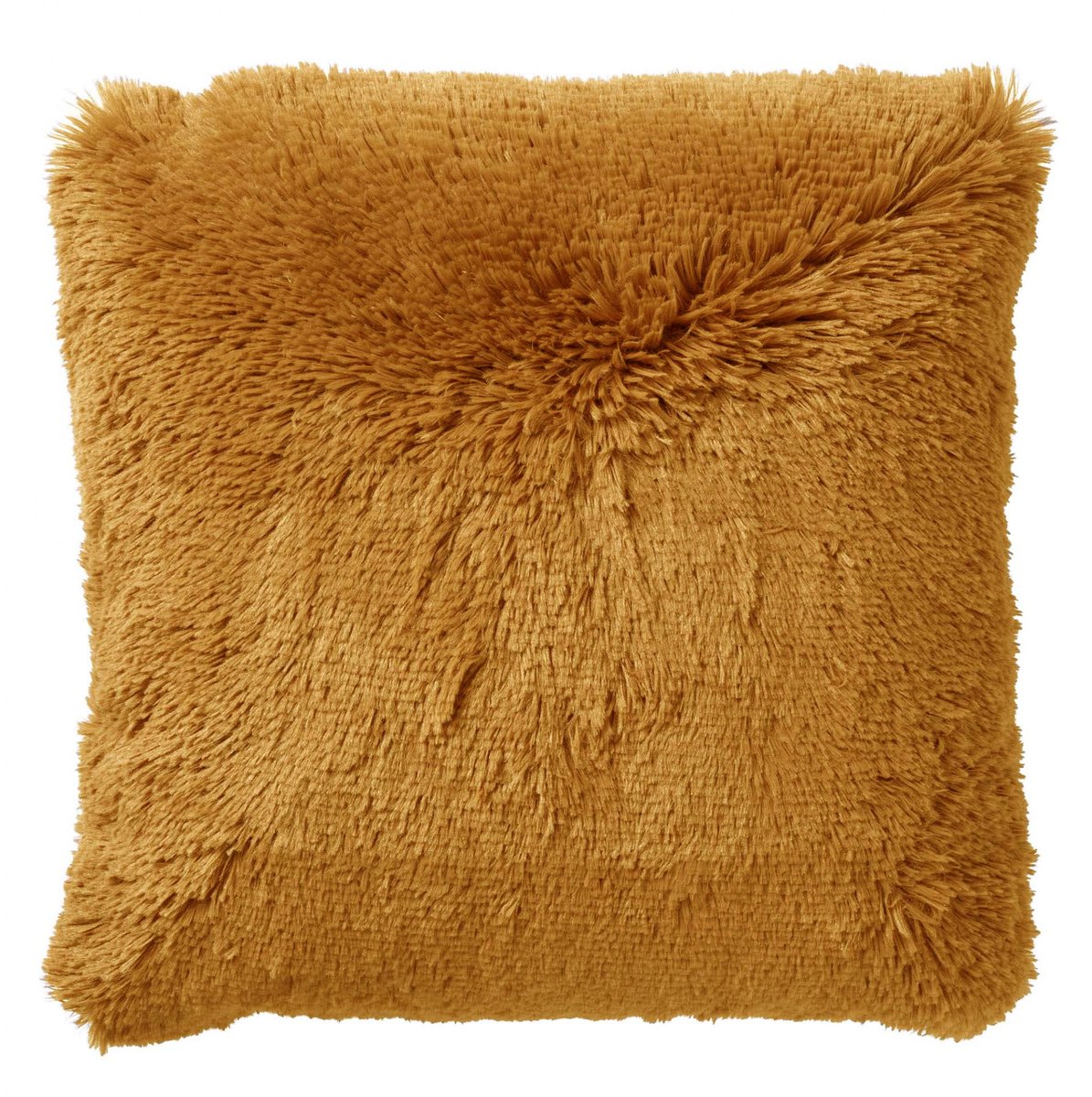 Dutch Decor FLUFFY - sierkussen 45x45 cm - superzacht - effen kleur - Chai Tea - geel - Inclusief binnenkussen - Luxe kussens voor woonkamer & bank Okergeel