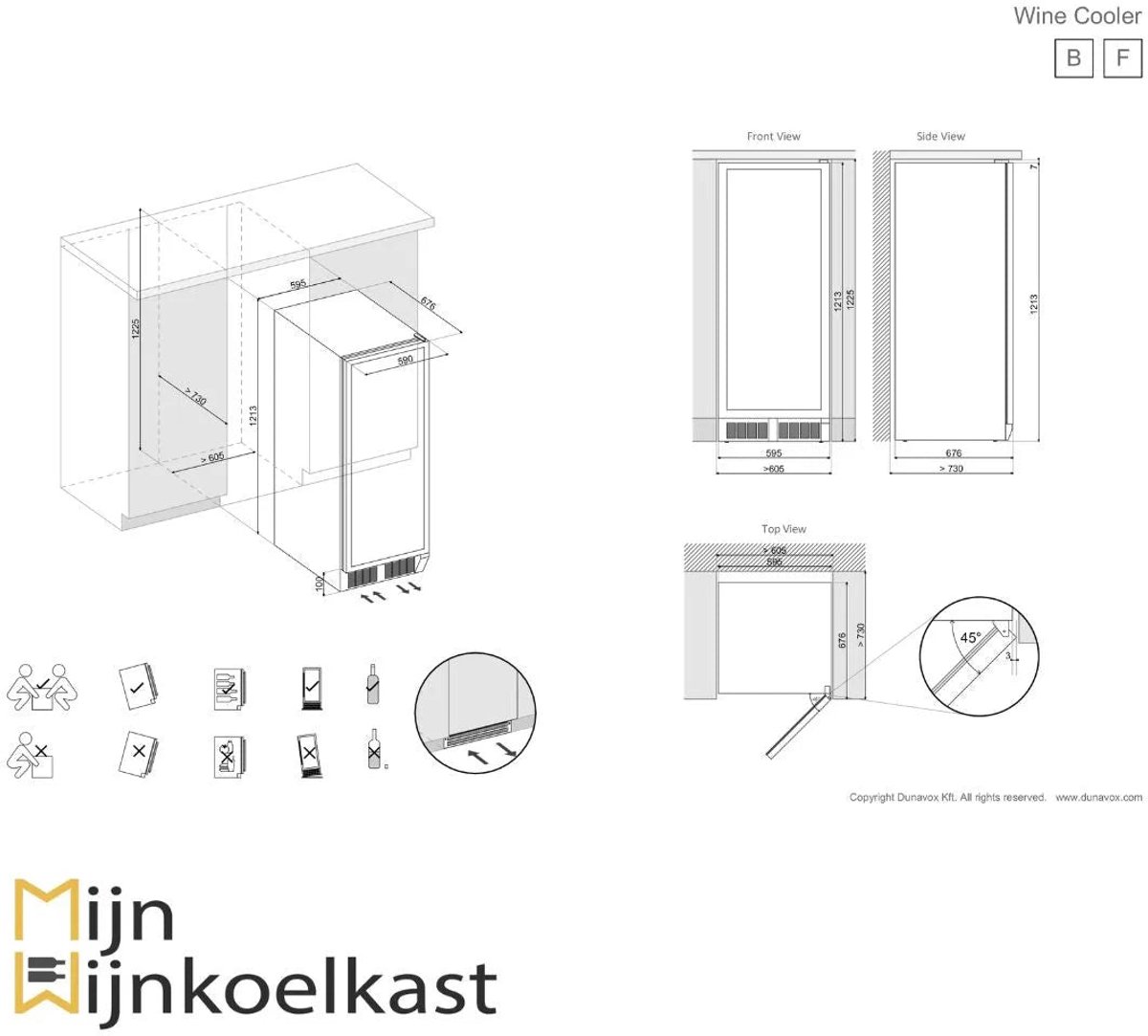 Dunavox Grande-94 Wijnkoelkast DX-94.270DMBK 2 Zones Mat Zwart Mat Zwart – foto 6