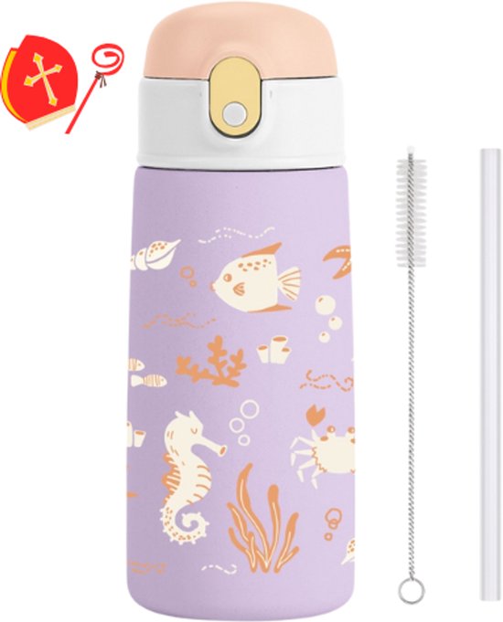 Pure Luv RVS Drinkfles met rietje