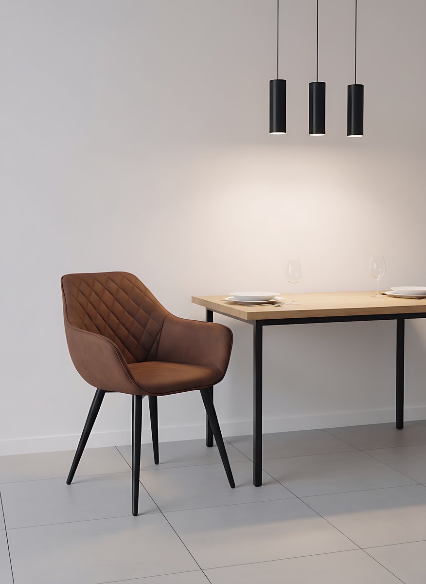 Eetkamerstoel met Armleuningen – Comfort - 62x41x84 cm - Bruin - Comfort Design Luxe Stoffen Keukenstoel - Medahomestore