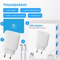 Contenu de l'emballage: chargeur blanc, manuel, câble USB-C blanc. "Ensemble complet".