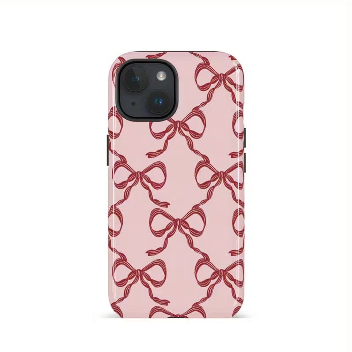 Roze Telefoonhoesje met Strikjesprint – Harde Rosy Ribbon Case van PC – Schokbestendig Beschermhoesje – Geschikt voor iPhone 16 Pro – 4 season must haves