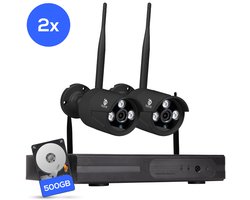 Teceye Compleet Camera Beveiliging Set met 2x Wifi IP Camera - CCTV Camerasysteem, Beveiligingscamera binnen , Wifi Beveiligingscamera Set Buiten - Beveiligingscamera - Beveiligingscamera buiten - Beveiligingscamera Draadloos buiten