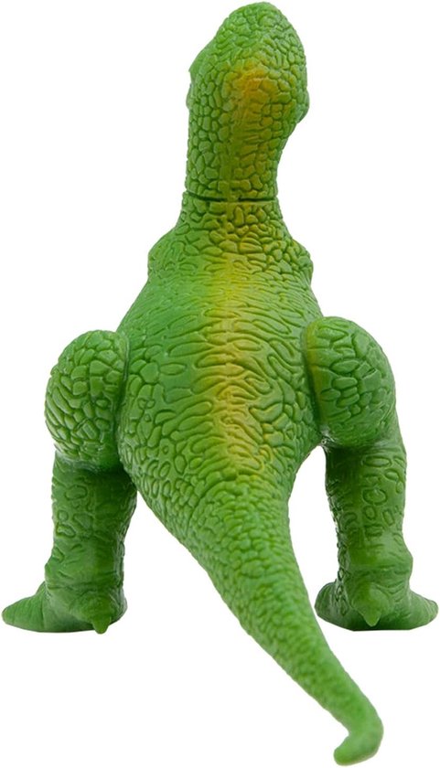 Groene dinosaurus speelfiguur met getextureerde huid en een lange staart.