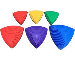 foto van Balansstenen - Stepping Stones - Balans Stapstenen - Stapelbare Rivierstenen - Stimuleert motoriek - V.A. 1 jaar - 6 stuks - Felle kleuren