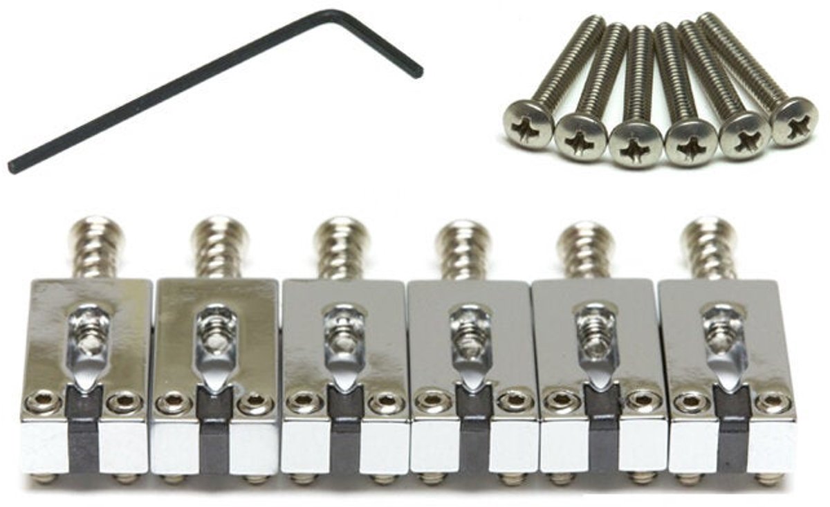Graph Tech String Saver PG-8000-0C Brushed Steel Chrome brugzadels voor ST- en TE-stijl gitaar (set van 6)