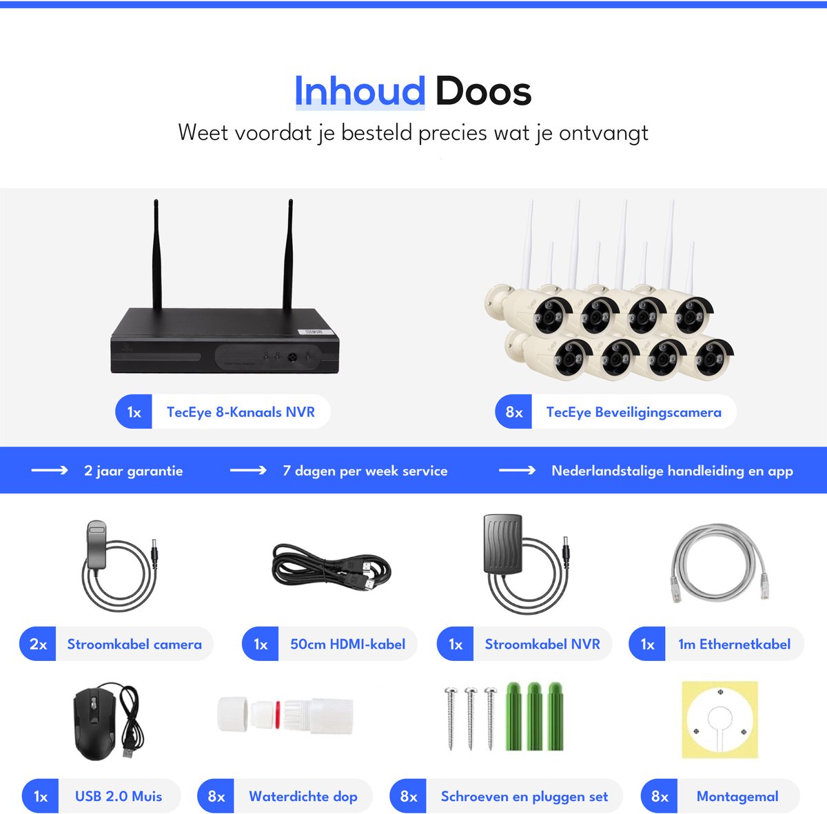 Teceye Compleet Camera Beveiliging Set met 8x Wifi IP Camera - CCTV Camerasysteem - Beveiligingscamera binnen - Wifi Beveiligingscamera Set Buiten - Beveiligingscamera - Beveiligingscamera buiten - Beveiligingscamera Draadloos buiten – foto 5