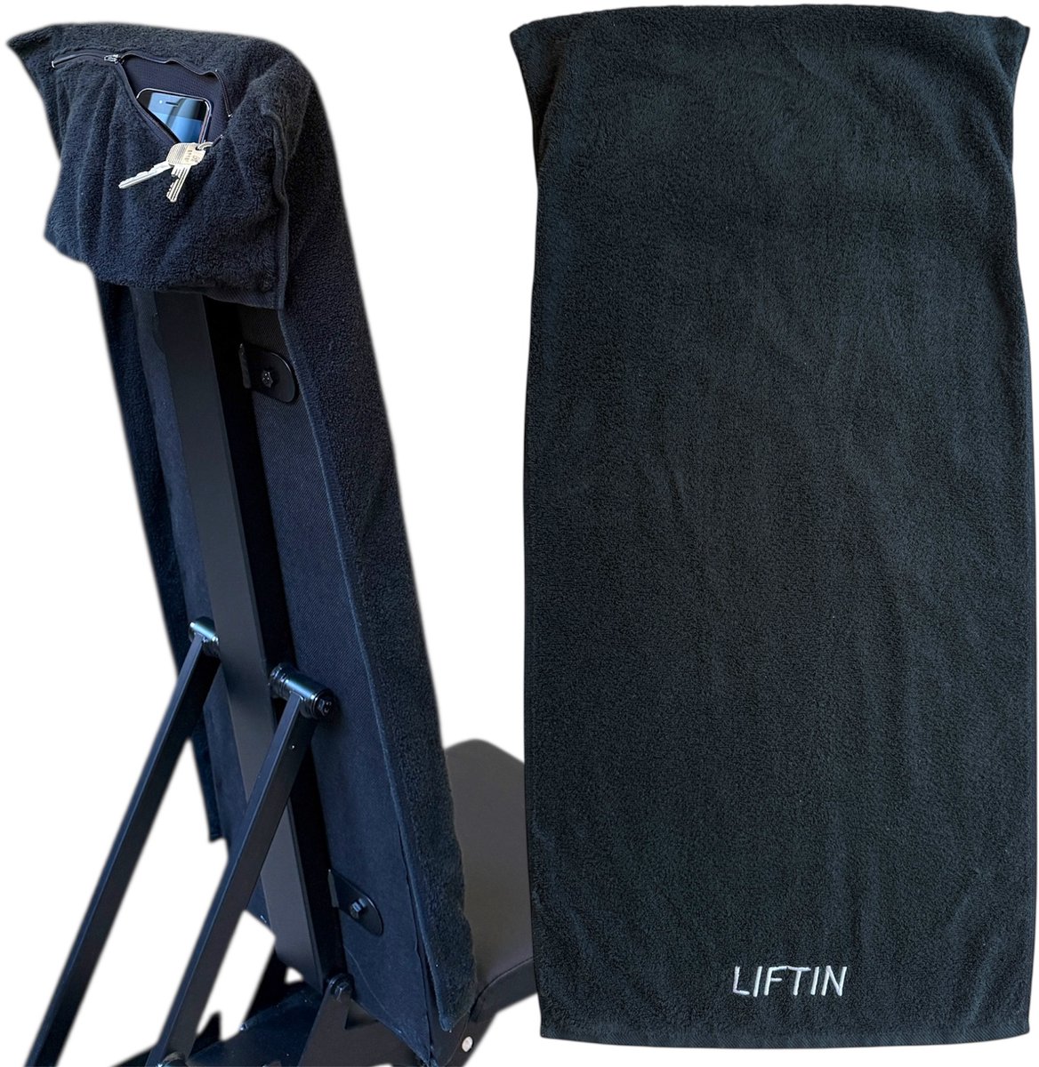 LIFTIN - Sporthanddoek - Fitness Handdoek - 100% Katoen -40x90- Zwart