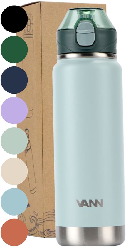VANN® RVS Drinkfles met rietje 750 ML voor volwassenen - Bidon met rietje - sportfles 24 uur koud/12 uur warm - Salte green - VANN ACTIVATE BOTTLE