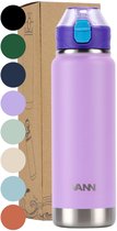 VANN® RVS Drinkfles met rietje 750 ML voor volwassenen - Bidon met rietje - sportfles 24 uur koud/12 uur warm - Mauve Magic - VANN ACTIVATE BOTTLE