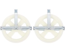 Allecta - Set van 2 waslijn katrollen 12,7 cm wit, duurzaam kunststof wiel, ijzerlegering, diepe groef, weerbestendig
