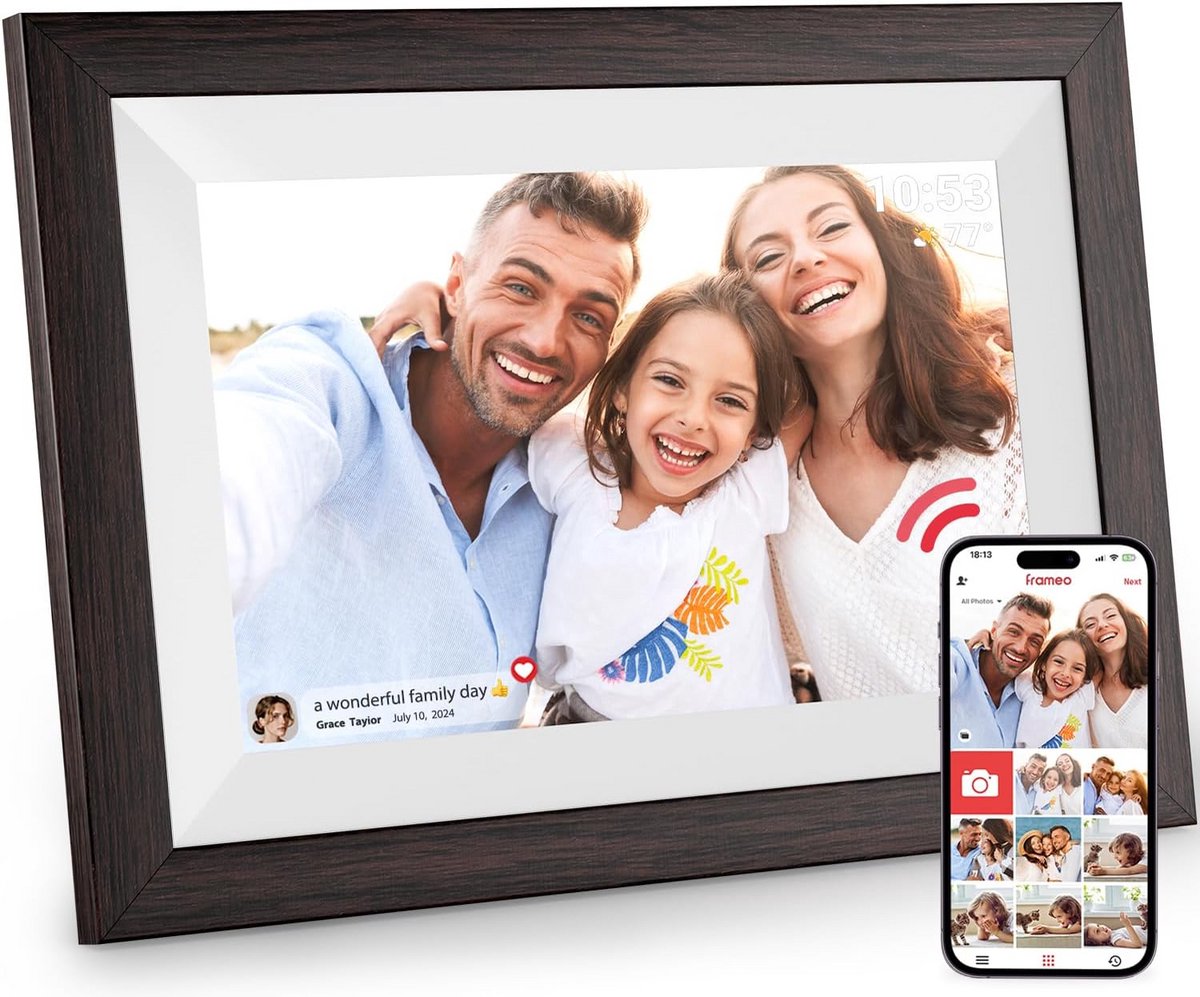 Digitale fotolijst 10,1 inch WiFi met 32 GB geheugen en IPS touchscreen