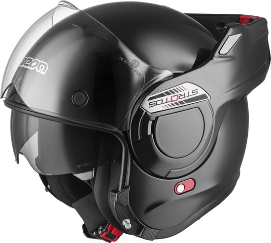 BEON B707 Stratos Motorhelm - Glans Zwart - L - Systeemhelm met Zonnevizier - 180º Verstelbare integraalhelm - Jethelm