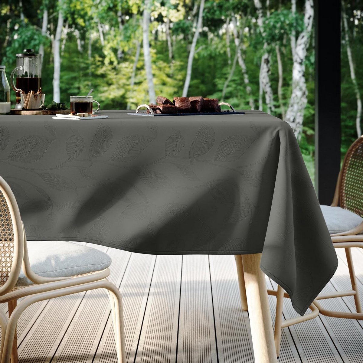 Ronde Tafelkleed Grijs Wasbaar voor Binnen en Buiten (130 x 130 cm)