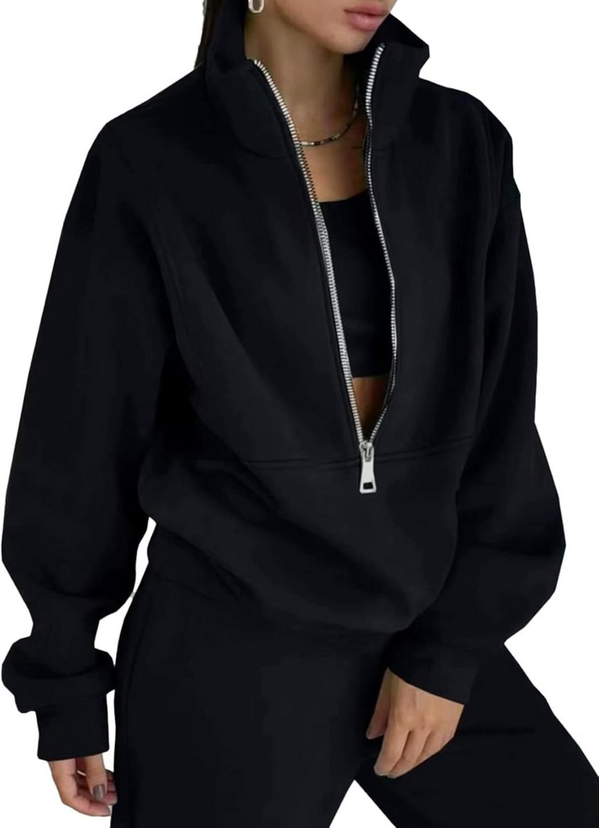 Dames Fleece 2-delige Tracksuit Lounge Set - Warm Sweatshirt met Joggingbroek voor Herfst