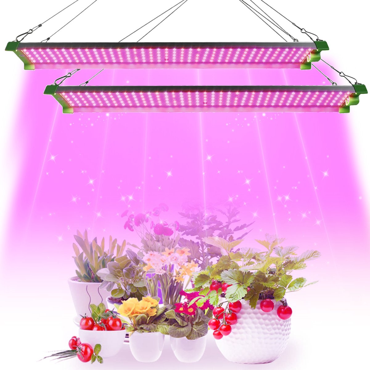 MUPOO LED Groeilamp voor Indoor Planten – Full Spectrum Groei & Bloei Licht – 226 LED voor Gezonde Groei - Roze Licht