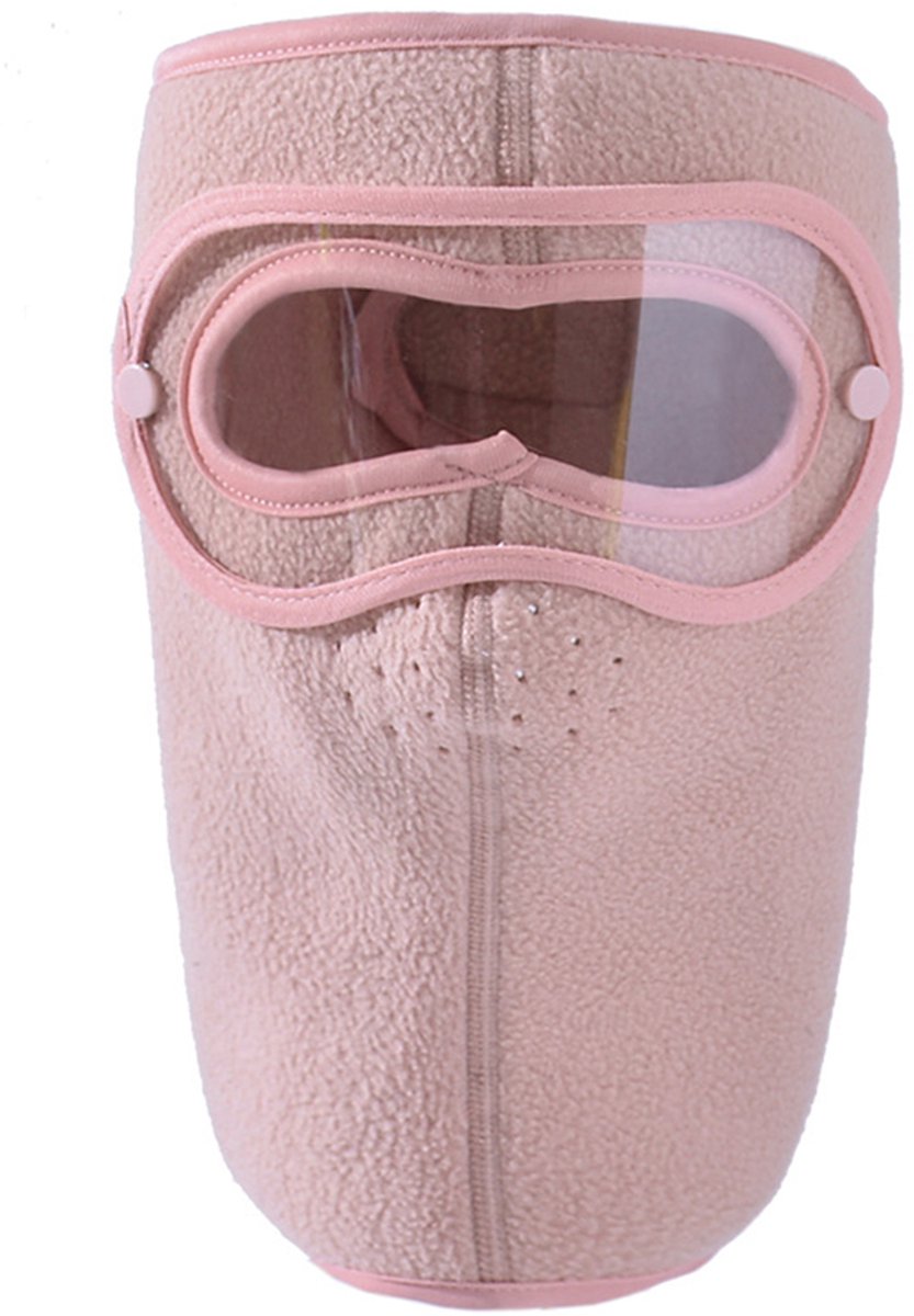 Ynkkvre Thermisch Gezichtsmasker Winter – Winter warme gripfleece winddicht hd bril winddicht hd bril en anti-fog masker met afneembare oogbescherming Balaclava voor Fietsen Skiën en Motor Roze