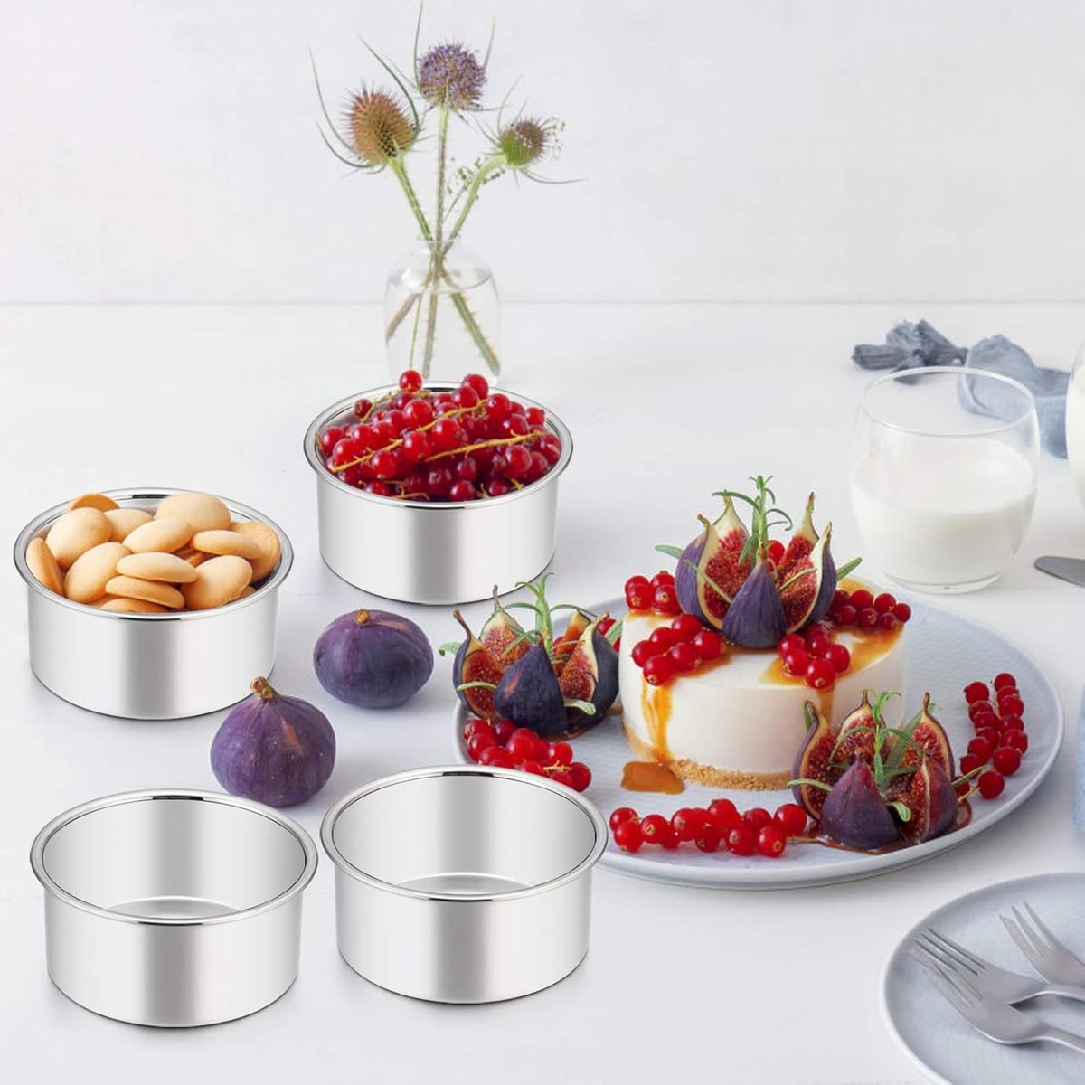 Bakvorm - 5 stuks - Taartvorm - Aluminiumlegering - Patisse Timbaalvorm - Bak Vorm Voor Cake & Taarten - Met Anti-Aanbak Laag & Losse Bodem - 6.5*5*4cm - Zilver – foto 2
