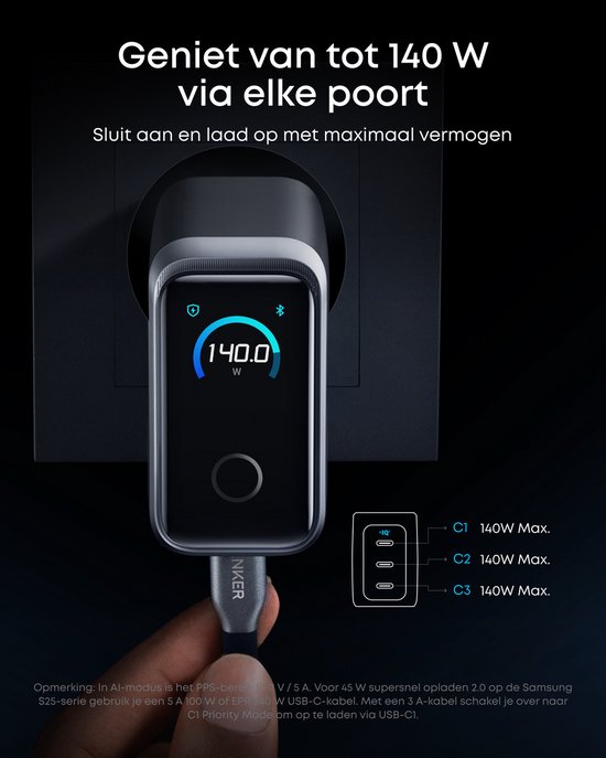 Anker Charger, 100W Max USB C Charger, 3-Port GaN Wall