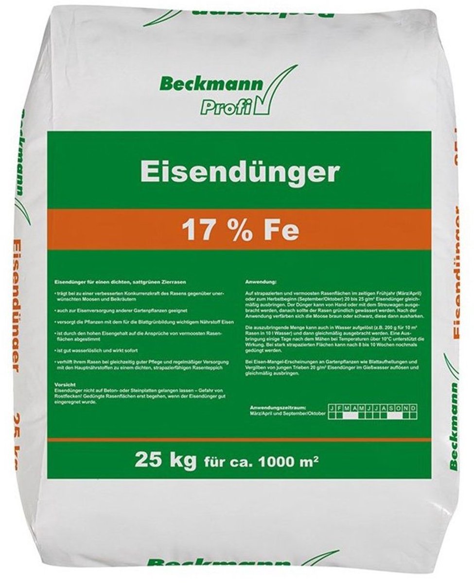 Ijzerbemesting, 25 kg Eisendünger, 17% ijzersulfaat voor ca. 1000m², gazon ijzer
