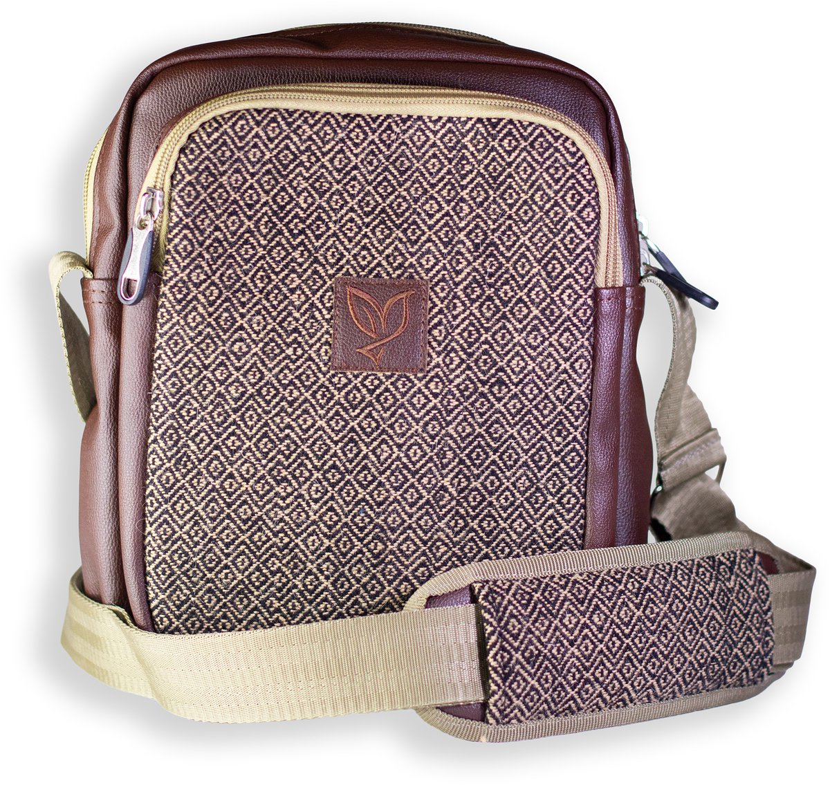 Bizoule® Crossbody Tas Groot - Handgemaakt Boliviaans Geweven Textiel - Duurzame Schoudertas Zuid-Amerika - Perdiz Cafe