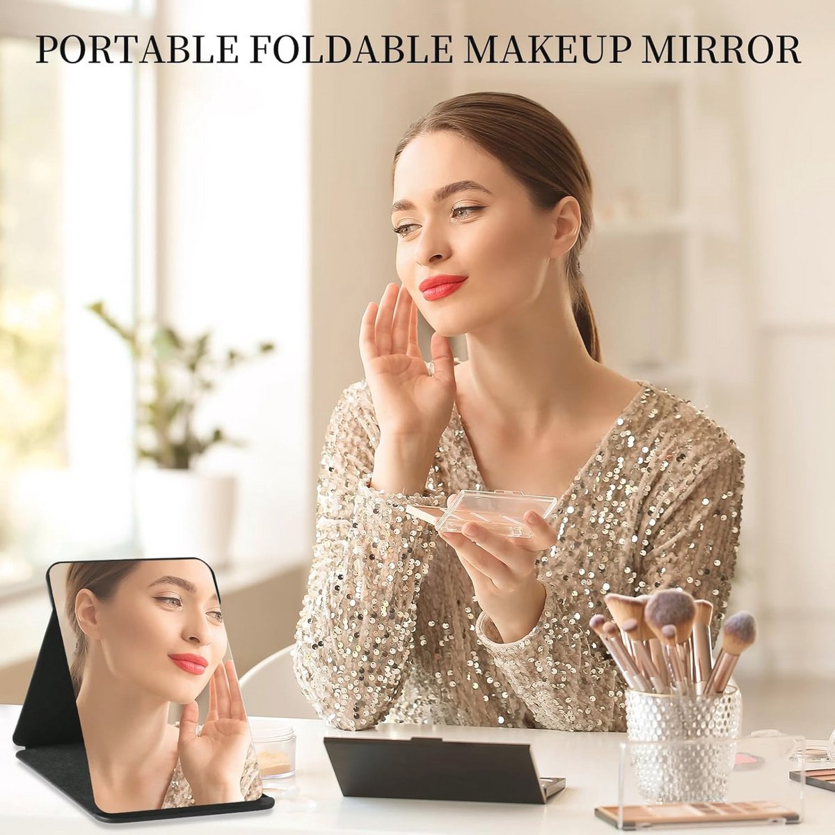 Inklapbare Reisspiegel - Draagbare HD Tafelspiegel voor Make-up en Verzorging - 12 x 16 cm