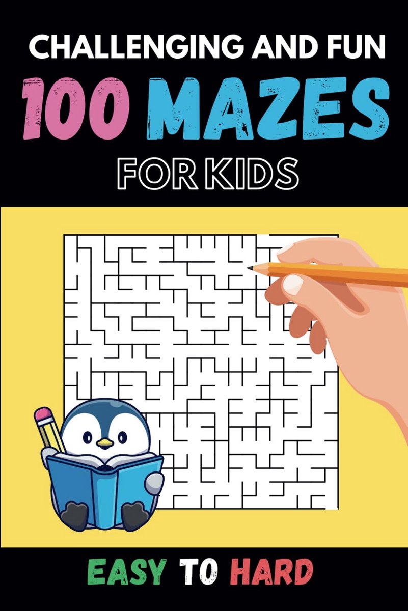 100 Puzzel Doolhoven voor Kinderen - Moeilijkheidsgraden Makkelijk tot Moeilijk