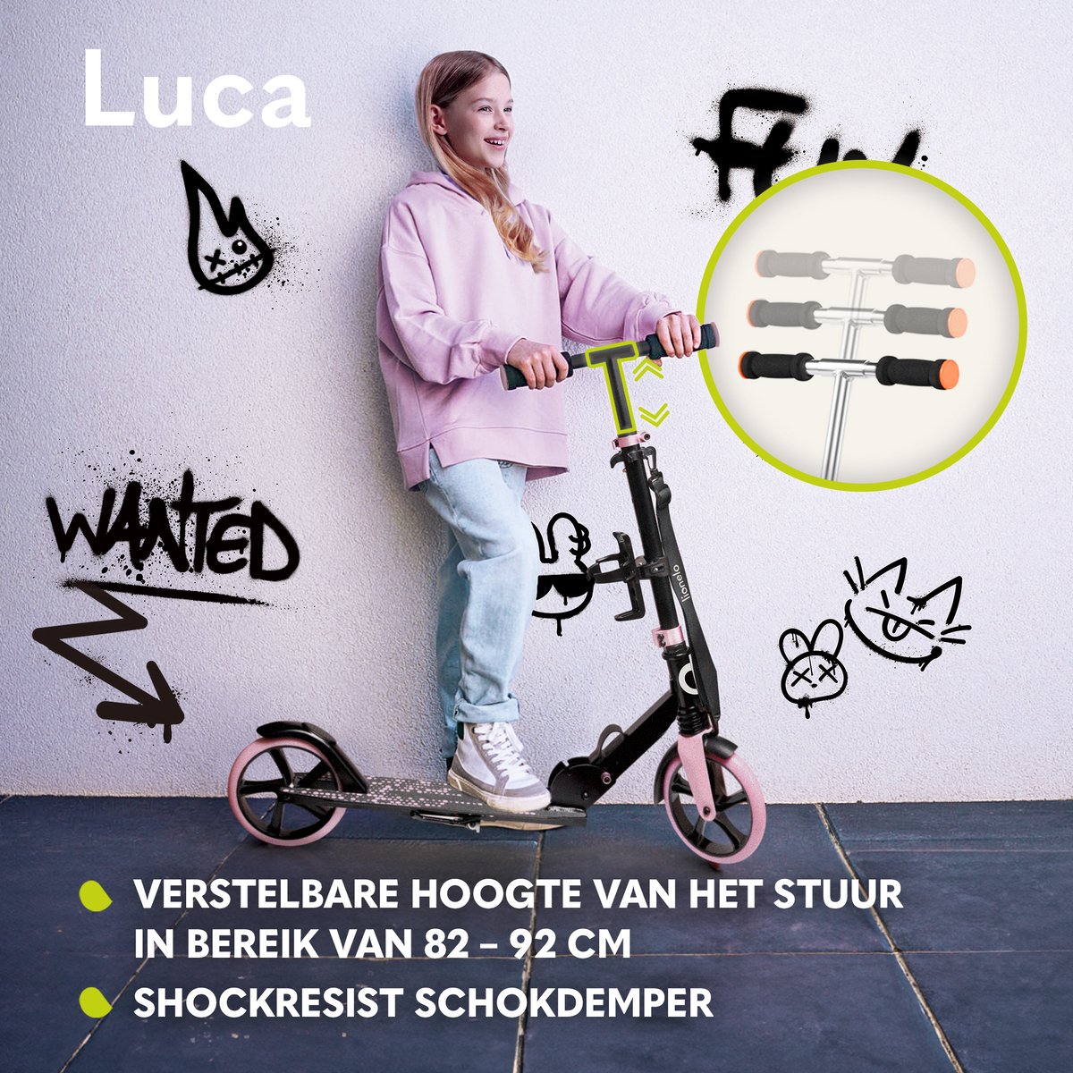 Lionelo Luca Step - Opvouwbare Scooter tot 100 kg - ABEC-7 Lagers - 200 mm Wielen - ShockResist Demping - 3 Hoogte-instellingen - Antislip Platform - Tieners & Volwassenen thumbnail 5