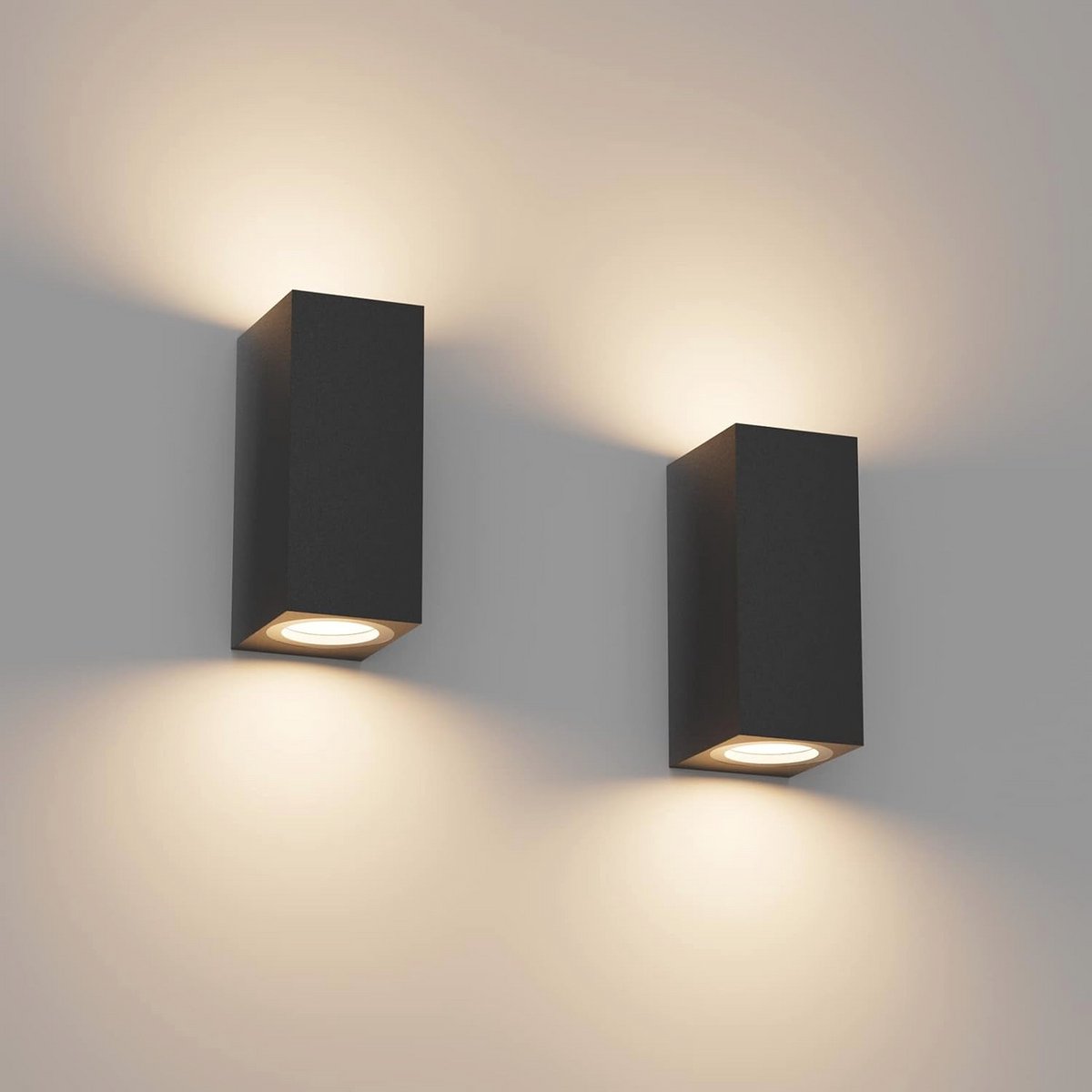 Moderne waterdichte wandlamp voor binnen en buiten - 2 stuks - IP65 - aluminium - met GU10 fitting