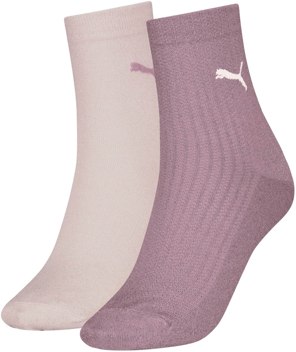PUMA Dames Short Sock Glitter 2-Pack Combo Roze