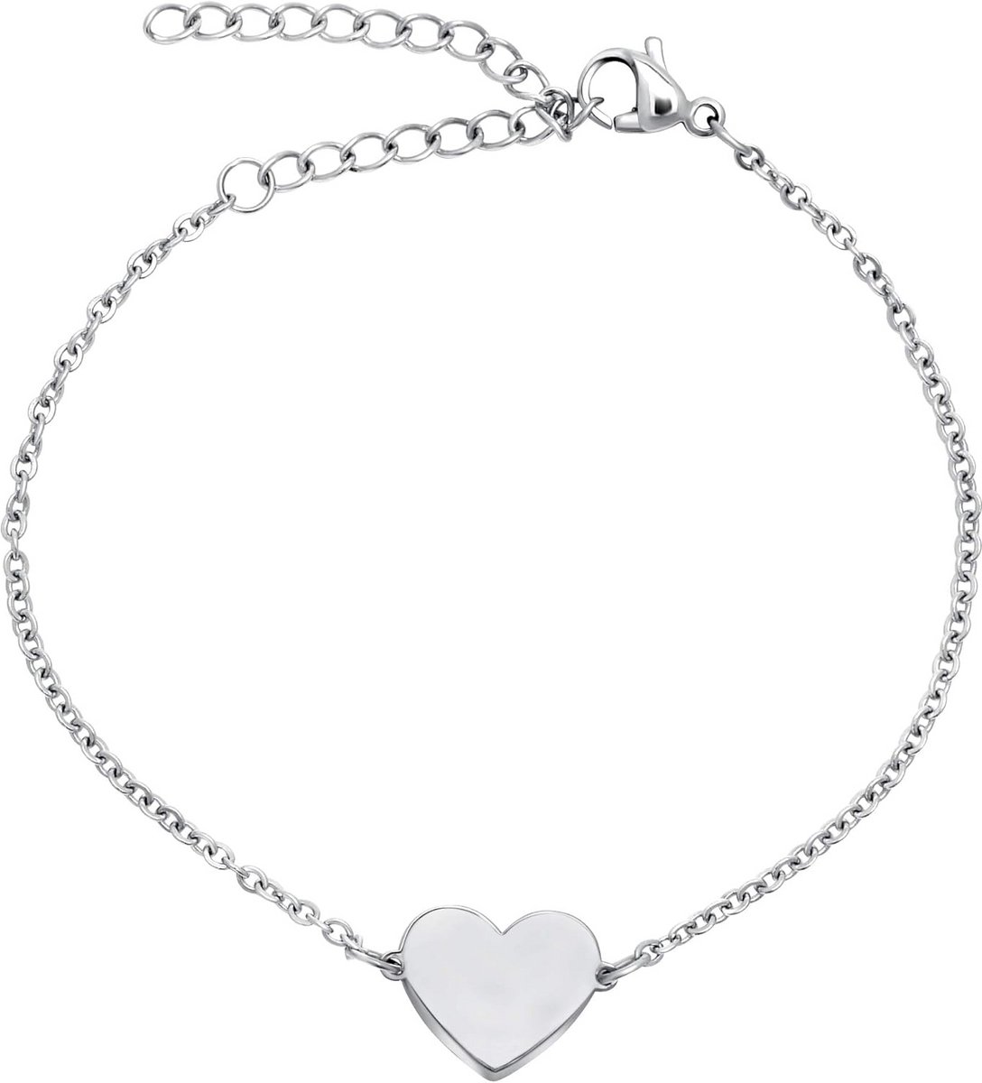 Dames Armband Hart Schakelarmband Roestvrij Staal Verstelbaar