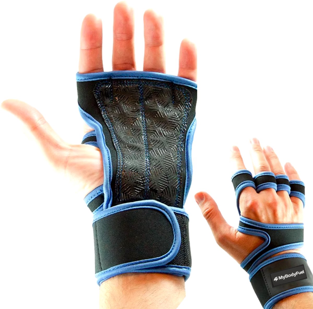 MyBodyFuel - Fitness Handschoenen - Grip Handschoenen - Antislip - 2 Stuks - Maat S - Blauw
