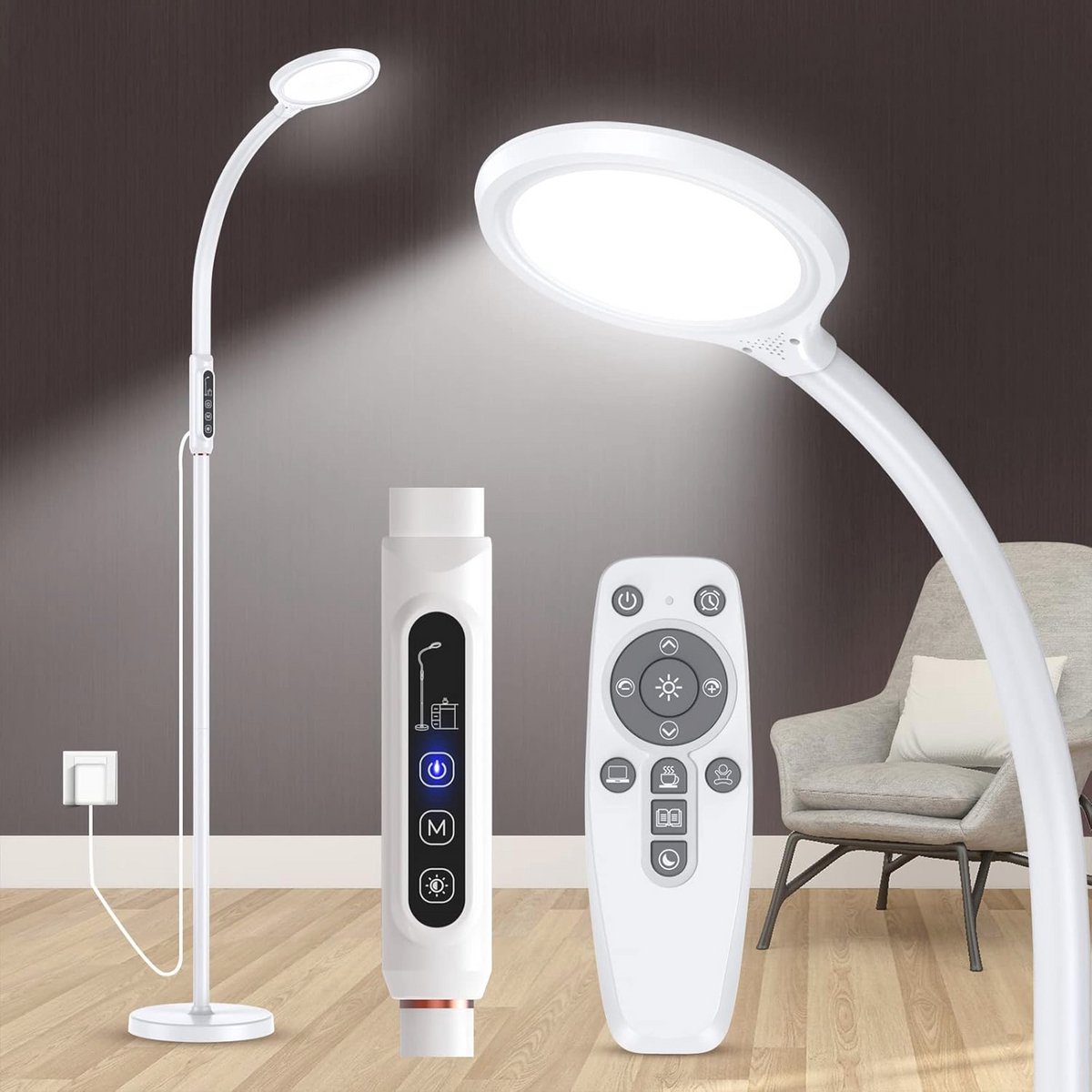 Zonlicht Lamp 11000 Lux | LED Full Spectrum Happy Lamp | 2-in-1 Omkeerbare Vloerlamp met 10 Heldere Niveaus