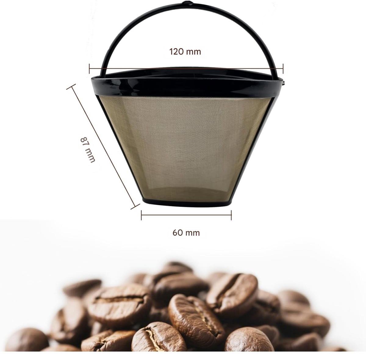 longziming -2*Herbruikbare Koffiefilter van Roestvrijstaal – Fijnmazig RVS Gaas – Duurzaam & Milieuvriendelijk – Geschikt voor Veel Koffiemachines — cadeau in Kookcadeaus - foto 6