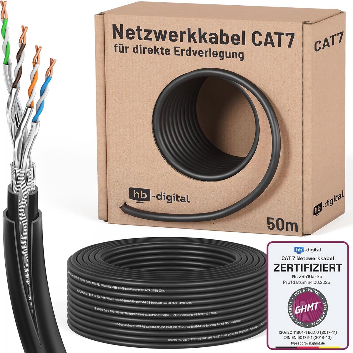 50 m CAT 7 Buiten Netwerkkabel voor Directe Aardinstallatie - S/FTP AWG23
