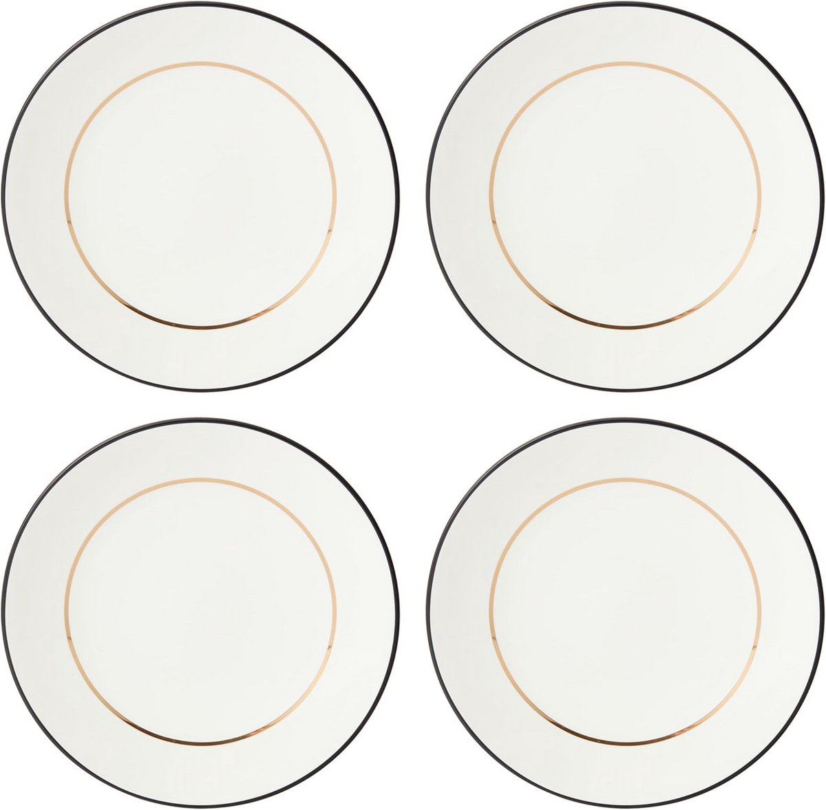 Luxe Dinerborden Set van 4 in Zwart en Goud