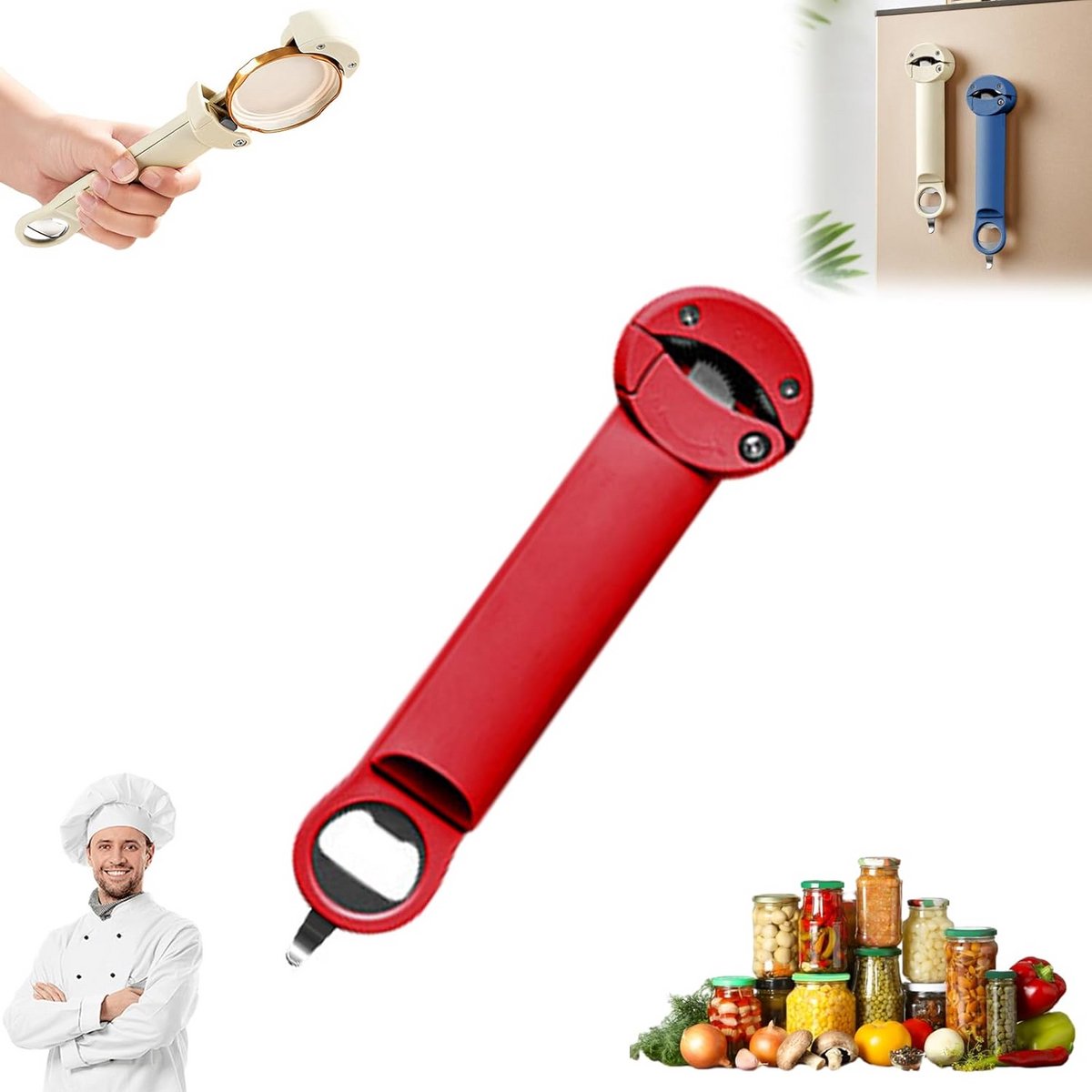 Multifunctionele Pot- en Flesopener Verstelbaar RVS Keukengereedschap
