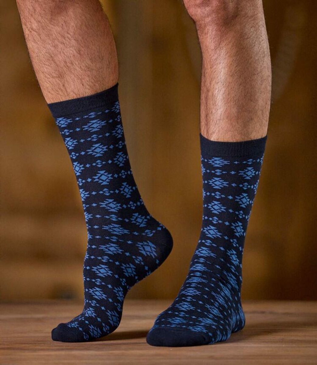 ATLAS FOR MEN - Set van 5 Paar Sokken met Jacquardmotief - Heren - Verkrijgbaar in grote maten - 43/46