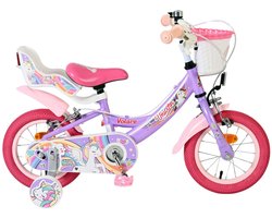 Volare Unicorn Kinderfiets - Meisjes - 12 inch - Paars - Twee handremmen
