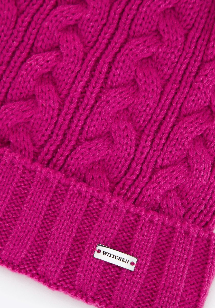Wittchen Vrouwen - Pompon Hat - Fuchsia - Kabel Gebreid - Acryl