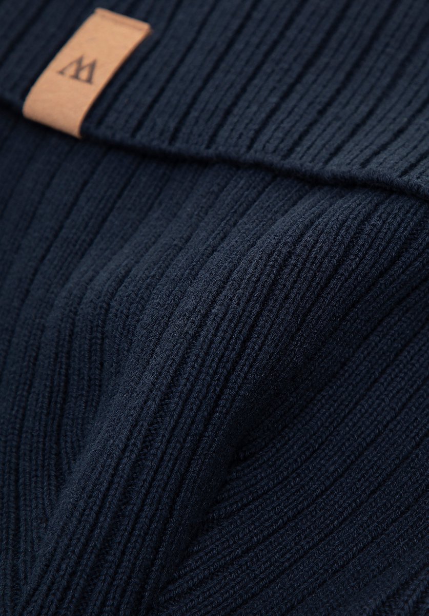 Wittchen - Klassieke Heren Beanie - Navy Katoen - Comfort - 21 cm
