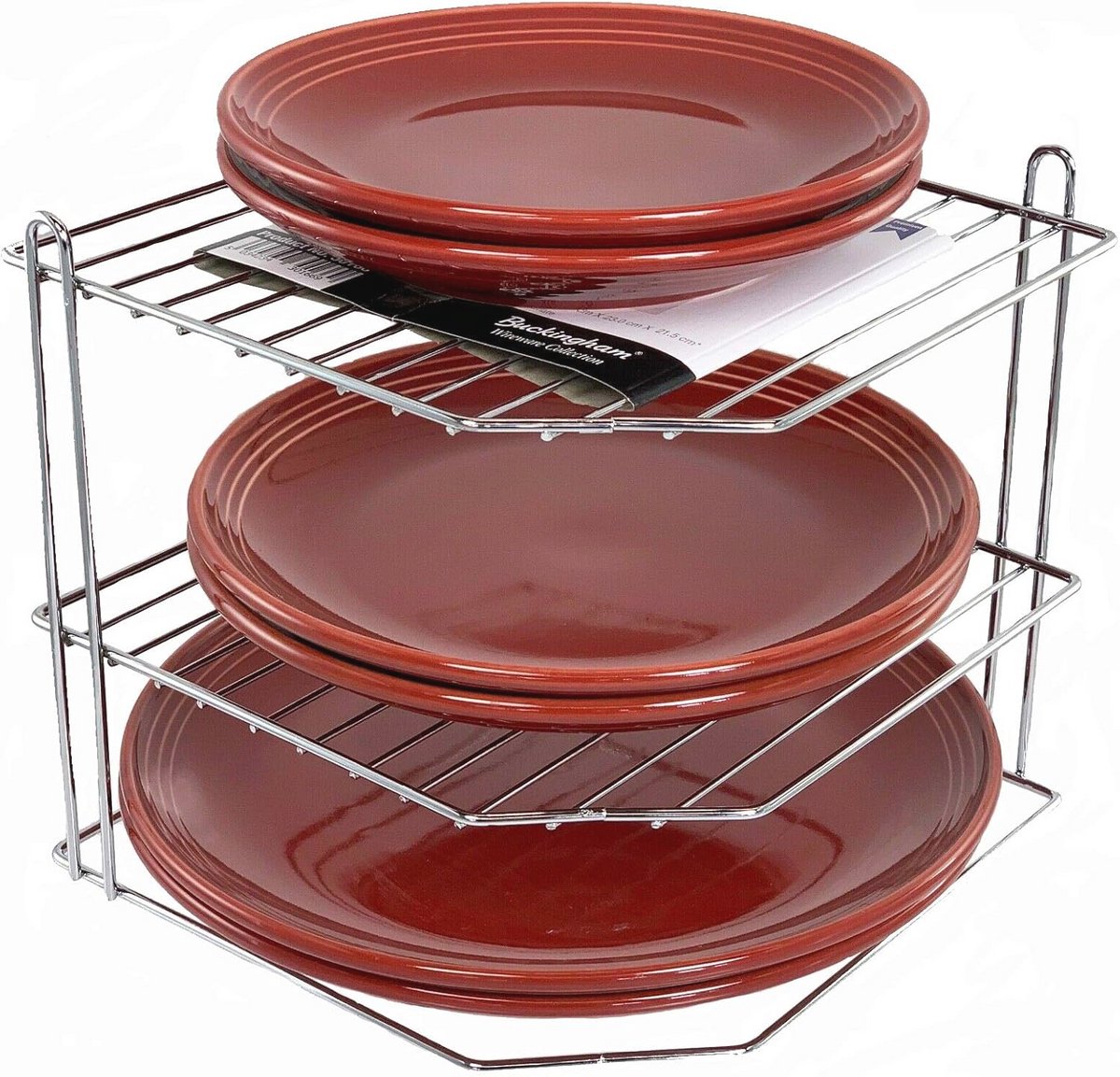3-laags hoekplaat keukenkast organizer - metaal, chroom, 23 cm