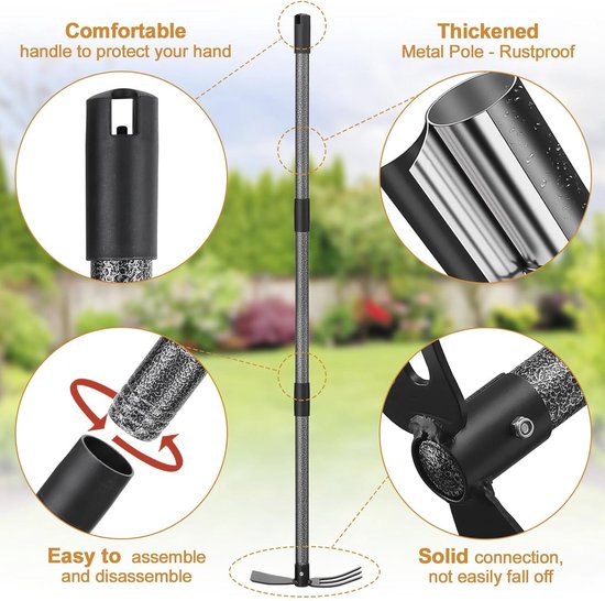 2-in-1 tuingereedschap voor effectief onkruid wieden - 114 cm lange steel en zware onkruidhark voor tuin en bloembedden van Spear & Jackson — afbeelding 5